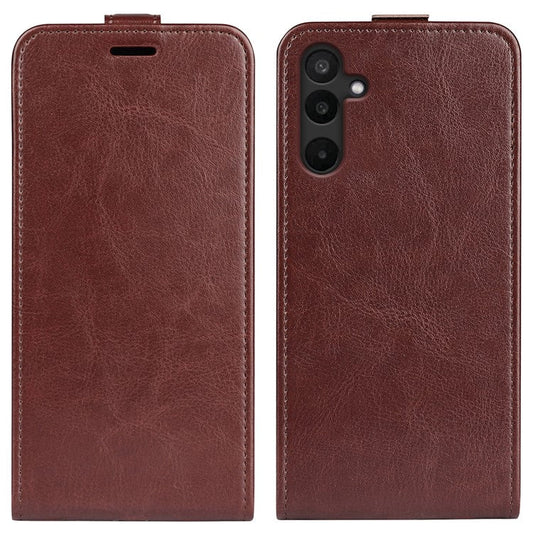 For Samsung Galaxy M16 5G Case with Card Slots Vertical Flip Leather Phone Cover - Brown