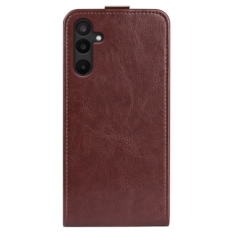 For Samsung Galaxy M16 5G Case with Card Slots Vertical Flip Leather Phone Cover - Brown