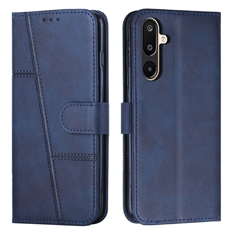 For Samsung Galaxy F16 5G / M16 5G Case Leather Stand Protective Phone Cover - Blue