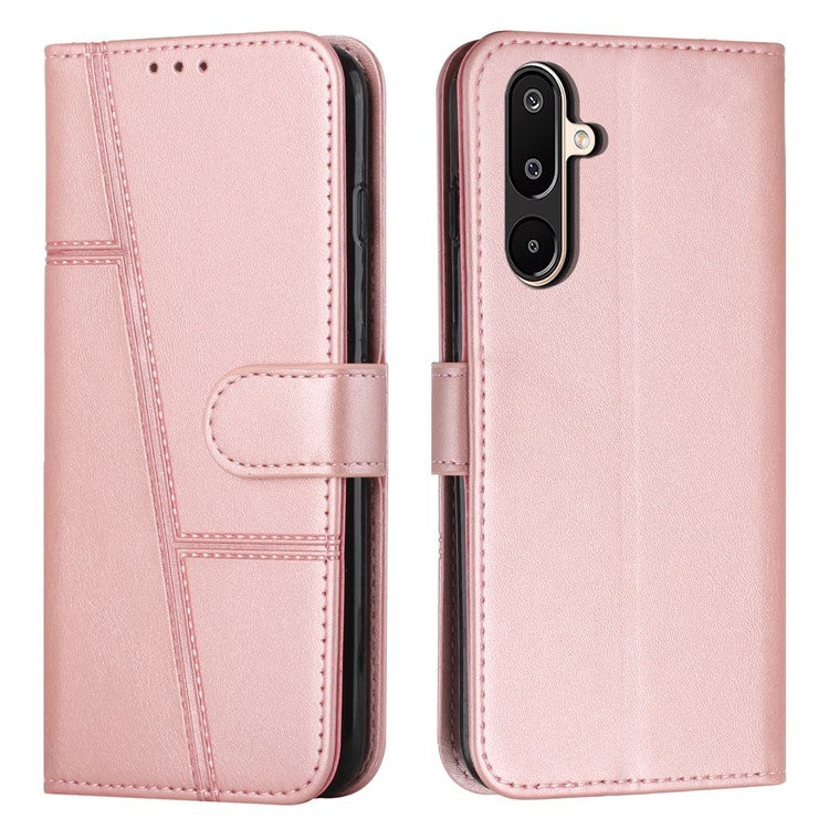 For Samsung Galaxy F16 5G / M16 5G Case Leather Stand Protective Phone Cover - Rose Gold
