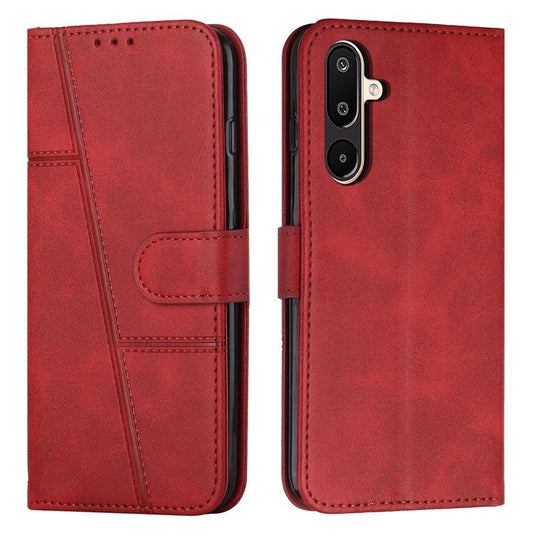 For Samsung Galaxy F16 5G / M16 5G Case Leather Stand Protective Phone Cover - Red