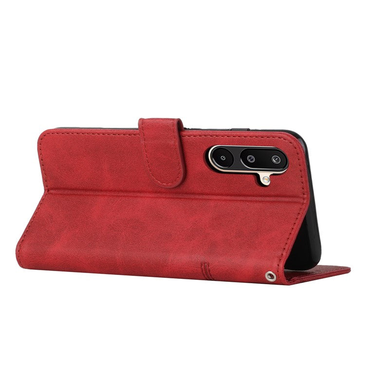 For Samsung Galaxy F16 5G / M16 5G Case Leather Stand Protective Phone Cover - Red
