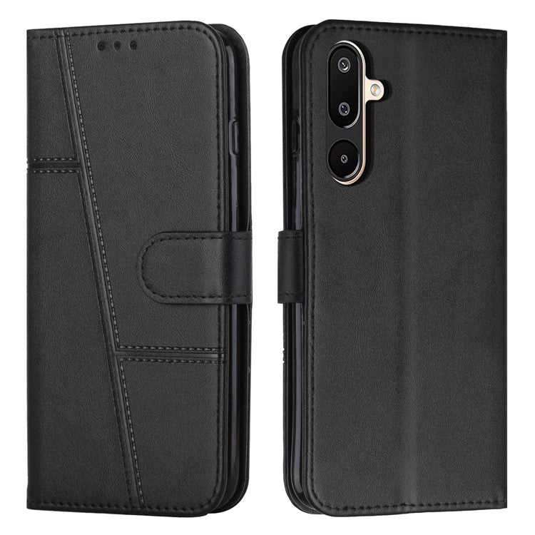 For Samsung Galaxy F16 5G / M16 5G Case Leather Stand Protective Phone Cover - Black