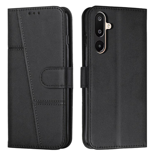 For Samsung Galaxy F16 5G / M16 5G Case Leather Stand Protective Phone Cover - Black
