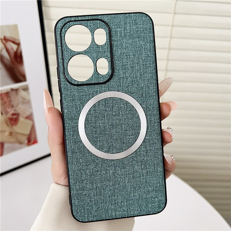 For Oppo Reno13 Pro 5G Case Drop-Proof TPU + Cloth Back Phone Cover Compatible with MagSafe - Green