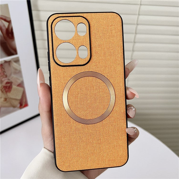 For Oppo Reno13 Pro 5G Case Drop-Proof TPU + Cloth Back Phone Cover Compatible with MagSafe - Orange
