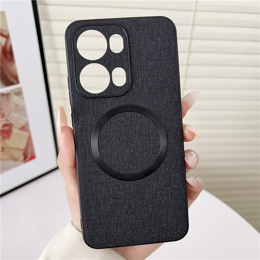 For Oppo Reno13 Pro 5G Case Drop-Proof TPU + Cloth Back Phone Cover Compatible with MagSafe - Black