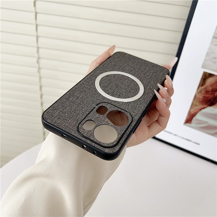 For Oppo Reno13 Pro 5G Case Drop-Proof TPU + Cloth Back Phone Cover Compatible with MagSafe - Black