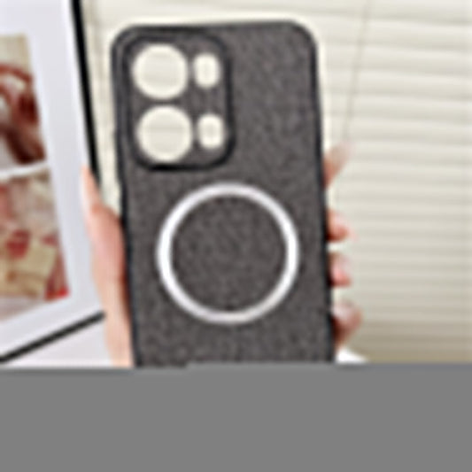 For Oppo Reno13 Pro 5G Case Drop-Proof TPU + Cloth Back Phone Cover Compatible with MagSafe - Grey