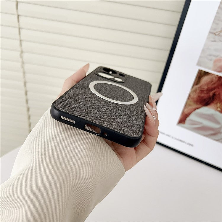 For Oppo Reno13 Pro 5G Case Drop-Proof TPU + Cloth Back Phone Cover Compatible with MagSafe - Grey