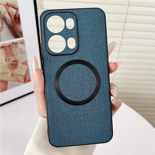 For Oppo Reno13 Pro 5G Case Drop-Proof TPU + Cloth Back Phone Cover Compatible with MagSafe - Dark Green