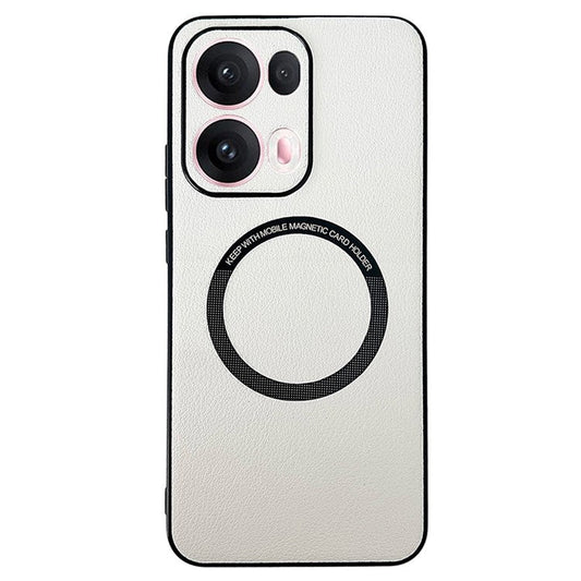 For Oppo Reno13 Pro 5G Case Anti-Drop PU Leather + TPU Cover Compatible with MagSafe - White