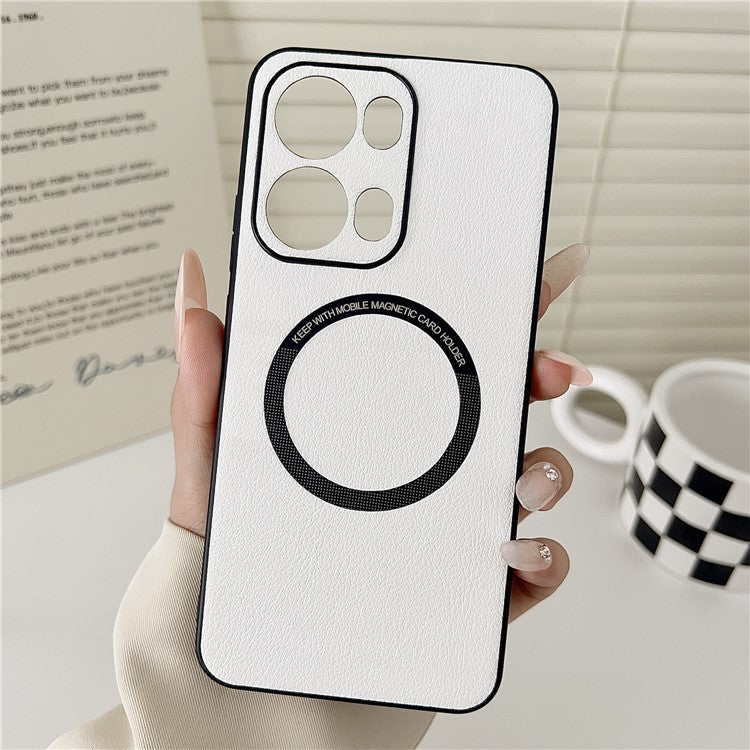 For Oppo Reno13 Pro 5G Case Anti-Drop PU Leather + TPU Cover Compatible with MagSafe - White