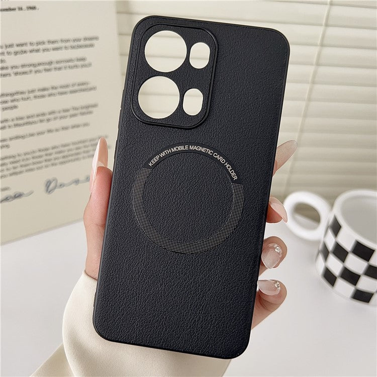For Oppo Reno13 Pro 5G Case Anti-Drop PU Leather + TPU Cover Compatible with MagSafe - Black