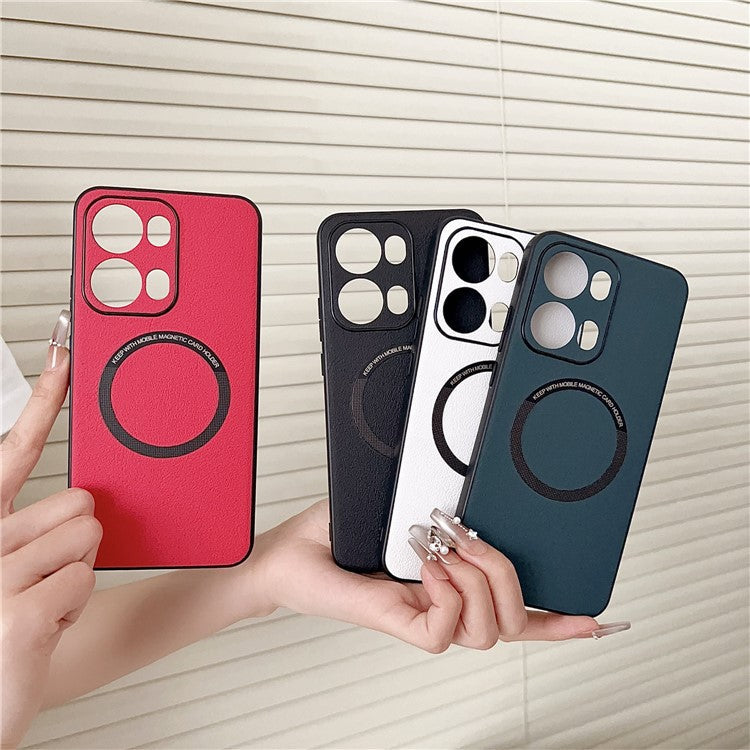 For Oppo Reno13 Pro 5G Case Anti-Drop PU Leather + TPU Cover Compatible with MagSafe - Black