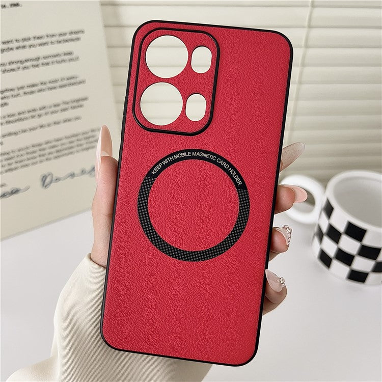 For Oppo Reno13 Pro 5G Case Anti-Drop PU Leather + TPU Cover Compatible with MagSafe - Red