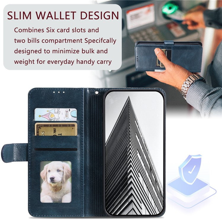 013 Style For Oppo Reno13 Pro 5G Case PU Leather Anti-Fall Phone Cover with 6 Card Slots - Blackish Green