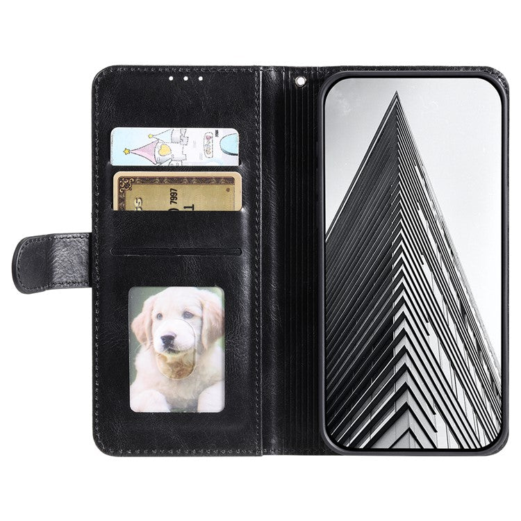 013 Style For Oppo Reno13 Pro 5G Case PU Leather Anti-Fall Phone Cover with 6 Card Slots - Black