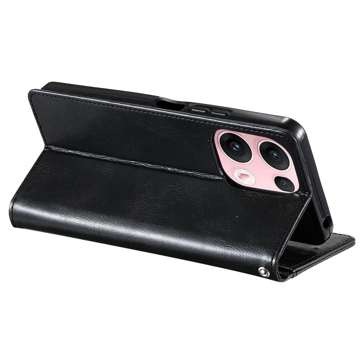 013 Style For Oppo Reno13 Pro 5G Case PU Leather Anti-Fall Phone Cover with 6 Card Slots - Black