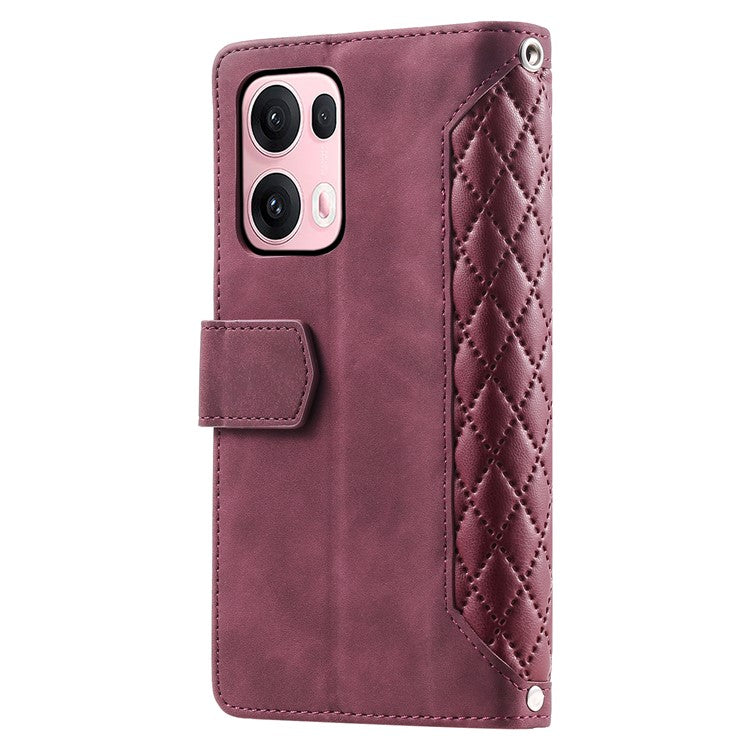 Style 005 For Oppo Reno13 Pro 5G Wallet Case Rhombus Stitching Line PU Leather Phone Cover - Yellow