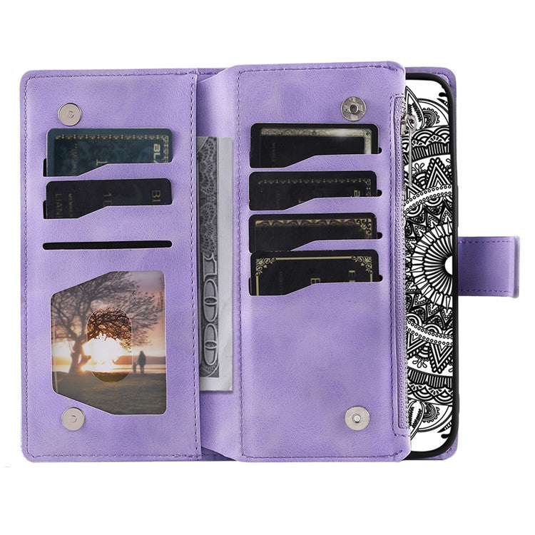 Style 006 For Oppo Reno13 Pro 5G Wallet Case PU Leather Phone Cover Mandala Flower Pattern - Purple