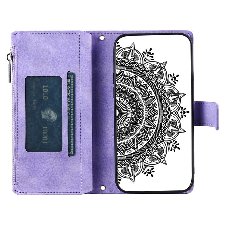 Style 006 For Oppo Reno13 Pro 5G Wallet Case PU Leather Phone Cover Mandala Flower Pattern - Purple