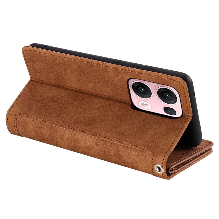 For Oppo Reno13 Pro 5G Case PU Leather Phone Cover with Zipper Wallet 9 Card Slots - Brown