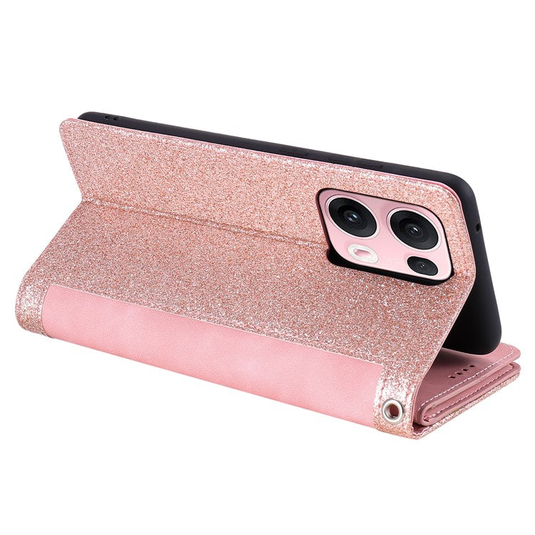 For Oppo Reno13 Pro 5G Case PU Leather Phone Cover with Zipper Wallet 9 Card Slots - Rose Gold