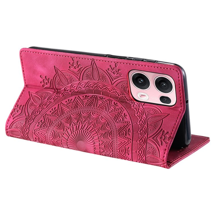 Style-010 For Oppo Reno13 Pro 5G Case Magnetic Closing Leather Phone Cover Pattern Imprinted - Rose