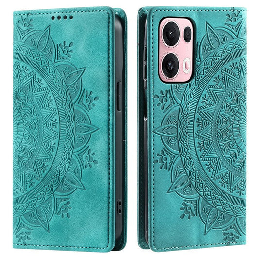 Style-010 For Oppo Reno13 Pro 5G Case Magnetic Closing Leather Phone Cover Pattern Imprinted - Mint Green