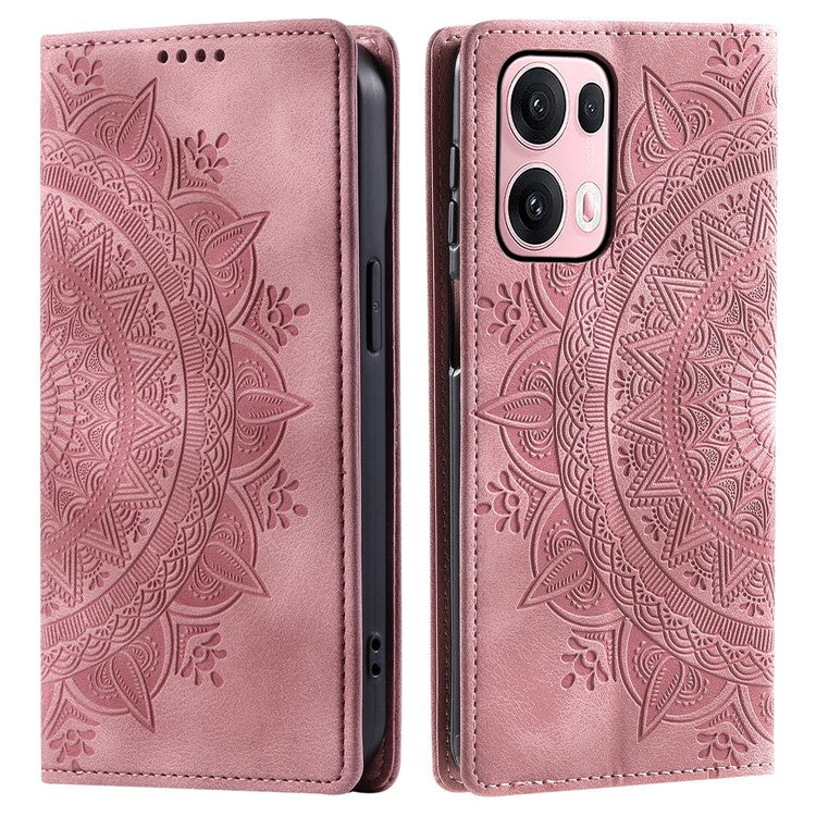 Style-010 For Oppo Reno13 Pro 5G Case Magnetic Closing Leather Phone Cover Pattern Imprinted - Rose Gold