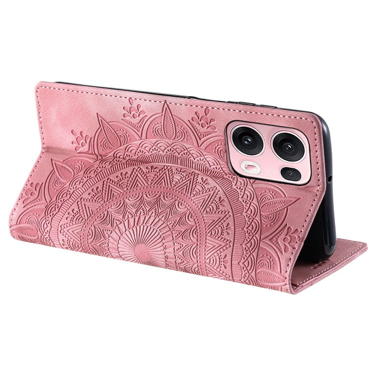 Style-010 For Oppo Reno13 Pro 5G Case Magnetic Closing Leather Phone Cover Pattern Imprinted - Rose Gold