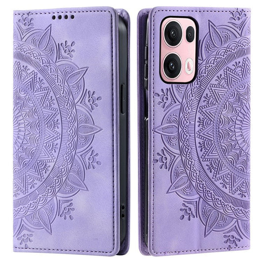 Style-010 For Oppo Reno13 Pro 5G Case Magnetic Closing Leather Phone Cover Pattern Imprinted - Purple