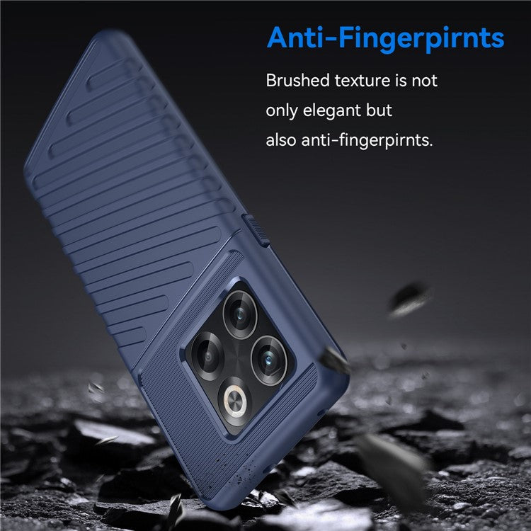 For OnePlus 10T 5G / Ace Pro 5G Thunder Series Twill Texture Anti-Slip Case Thickened TPU Shockproof Cover Phone Protector - Blue