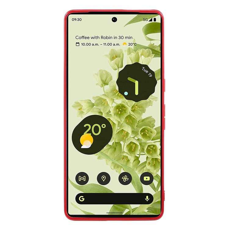 For Google Pixel 7 Pro 5G Shiny Glitter Sequins Phone Protective Case Electroplating TPU Frame Hard PC Back Cover - Red