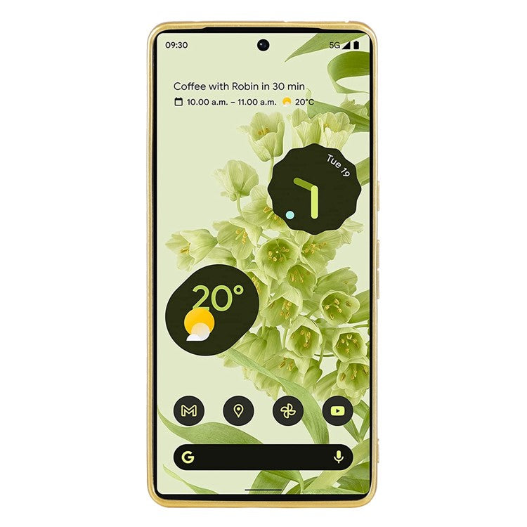 For Google Pixel 7 Pro 5G Shiny Glitter Sequins Phone Protective Case Electroplating TPU Frame Hard PC Back Cover - Gold