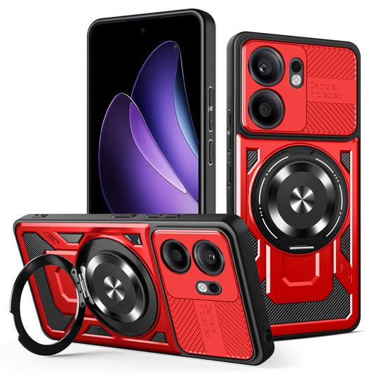 For Oppo Reno13 F 5G Magnetic Case Rotating Kickstand TPU + PC Phone Cover - Red