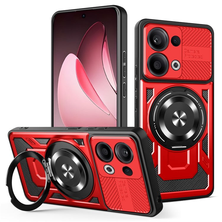 For Oppo Reno13 5G (Global) Magnetic Case Rotating Kickstand TPU + PC Phone Cover - Red