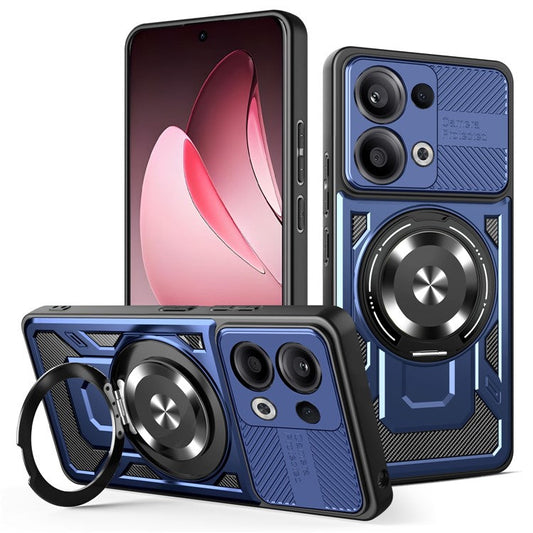 For Oppo Reno13 5G (Global) Magnetic Case Rotating Kickstand TPU + PC Phone Cover - Sapphire