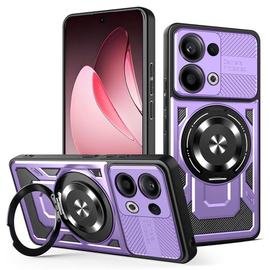 For Oppo Reno13 5G (Global) Magnetic Case Rotating Kickstand TPU + PC Phone Cover - Purple