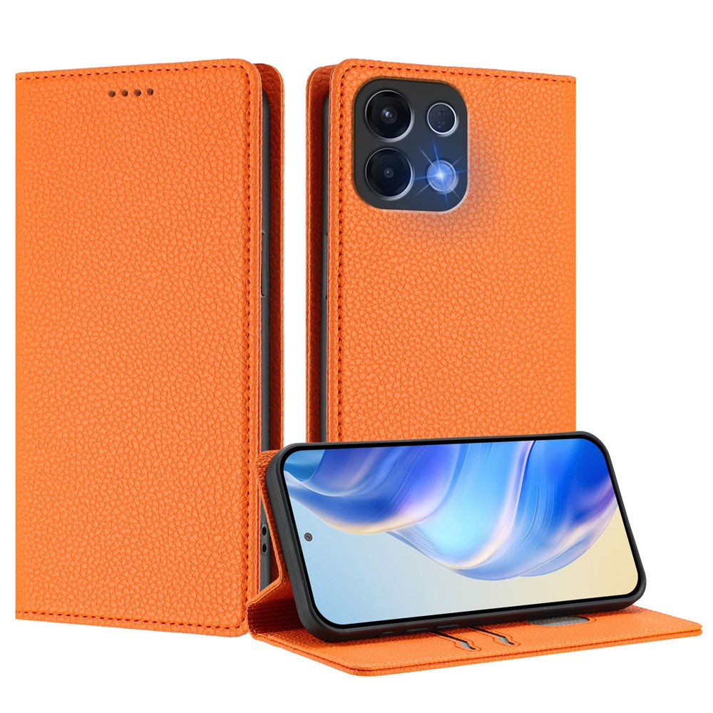 For Oppo K13 5G Wallet Case RFID Blocking Litchi Texture Leather Mobile Cover - Orange