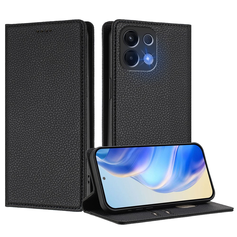 For Oppo K13 5G Wallet Case RFID Blocking Litchi Texture Leather Mobile Cover - Black