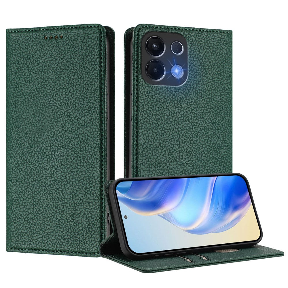 For Oppo K13 5G Wallet Case RFID Blocking Litchi Texture Leather Mobile Cover - Dark Green