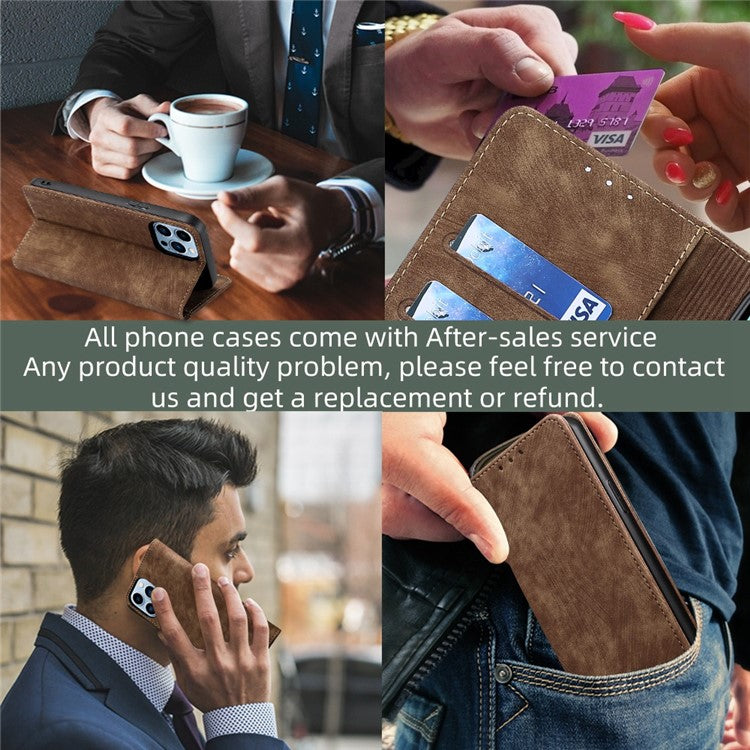For Motorola Edge 30 Neo 5G Skin-touch Feeling Leather Wallet Phone Case Stand Magnetic Closure RFID Blocking Phone Shell - Brown