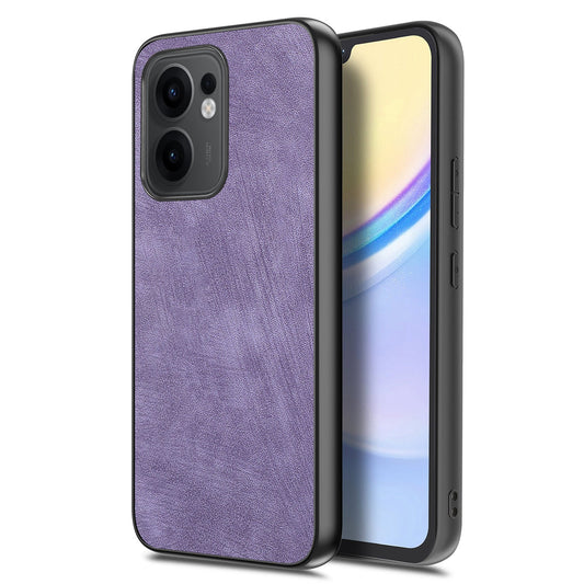 For Oppo Reno13 F 5G Case Shockproof Slim Retro Leather Phone Back Cover - Purple