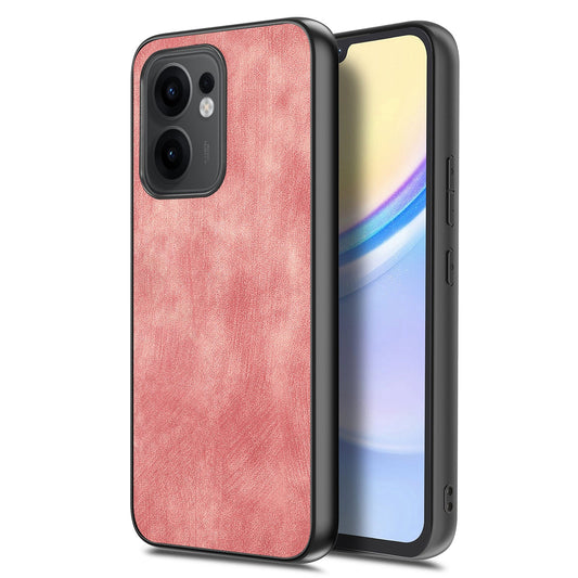 For Oppo Reno13 F 5G Case Shockproof Slim Retro Leather Phone Back Cover - Pink