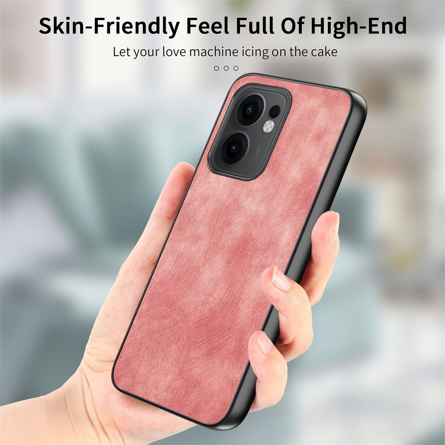 For Oppo Reno13 F 5G Case Shockproof Slim Retro Leather Phone Back Cover - Pink