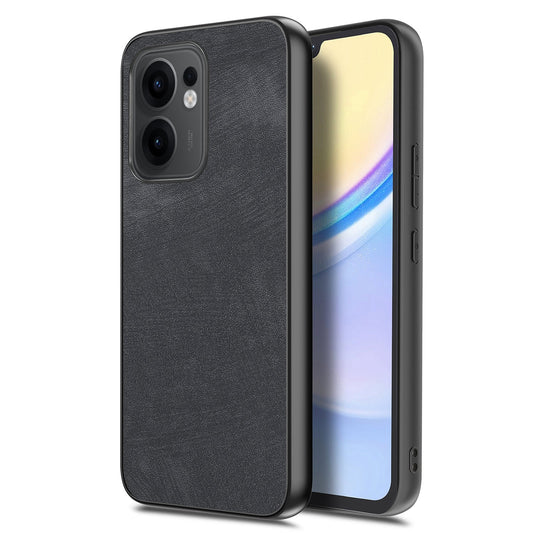 For Oppo Reno13 F 5G Case Shockproof Slim Retro Leather Phone Back Cover - Black