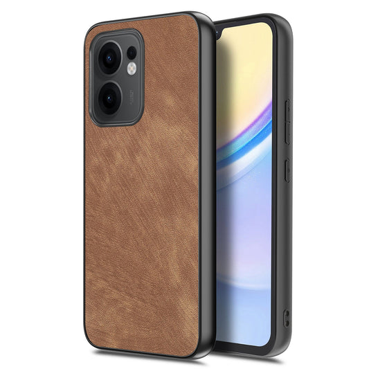 For Oppo Reno13 F 5G Case Shockproof Slim Retro Leather Phone Back Cover - Brown