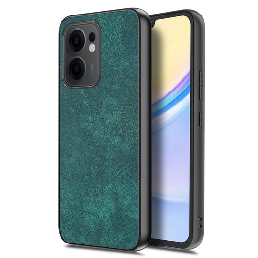 For Oppo Reno13 F 5G Case Shockproof Slim Retro Leather Phone Back Cover - Green